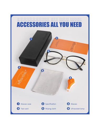 Gafas de Luz Azul ROWCHIC para Mujeres - Estilo Ojo de Gato
