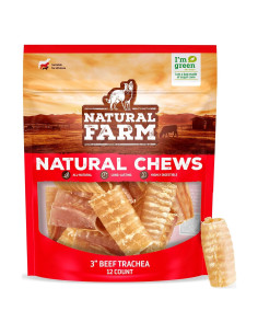 Tráquea de Res Natural Farm 7.62 cm 12 Paquete Salud Articular