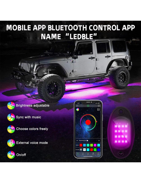 Cable de extensión LED RGB Ohleats 119 cm para automóviles