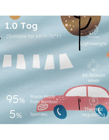 Saco de Sueño Bebé Unnivoll Pequeño Coche Azul 0-6 Meses