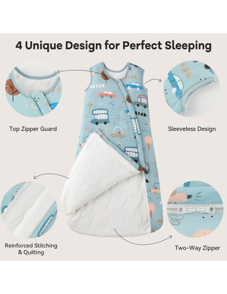 Saco de Sueño Bebé Unnivoll Pequeño Coche Azul 0-6 Meses