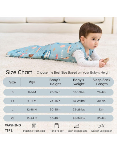 Saco de Sueño Bebé Unnivoll Pequeño Coche Azul 0-6 Meses