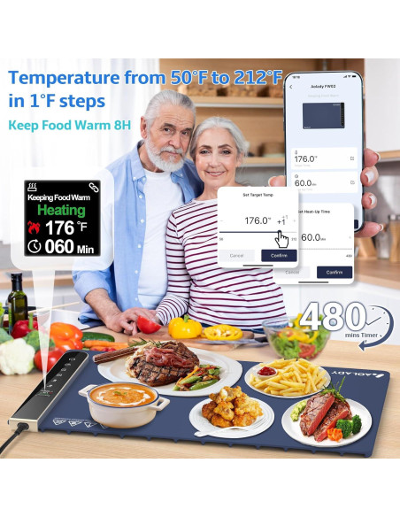 Alfombrilla Calentadora de Comida Eléctrica Azul 38.1x61cm