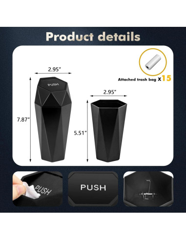 Basurero de Auto x xotic tech Mini a Prueba de Fugas Negro