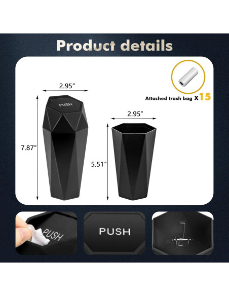 Basurero de Auto x xotic tech Mini a Prueba de Fugas Negro