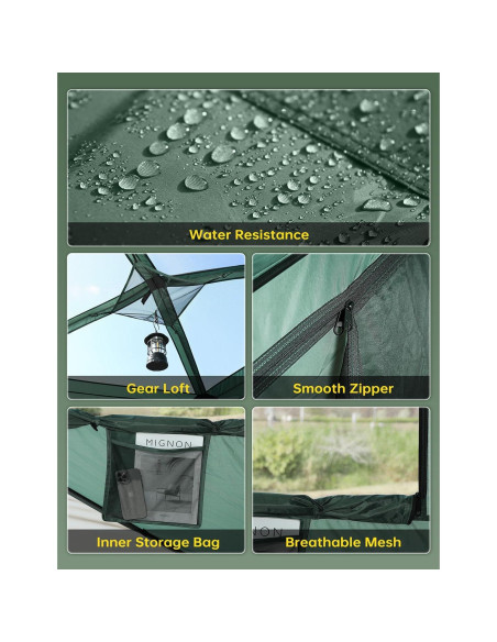 Tienda de Camping Raynesys para 4 Personas, Montaje Rápido 60s