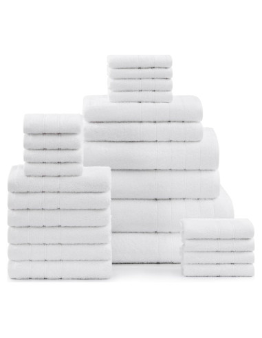 Juego de Toallas de Algodón Casa Platino 24 Piezas Blanco