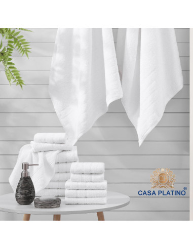 Juego de Toallas de Algodón Casa Platino 24 Piezas Blanco
