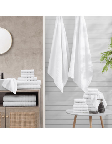 Juego de Toallas de Algodón Casa Platino 24 Piezas Blanco