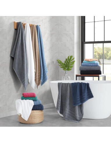 Juego de Toallas de Algodón Casa Platino 24 Piezas Blanco