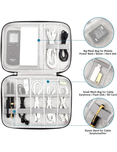 Organizador de Cables Electrónicos YOUBDM Compacto Impermeable