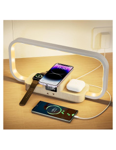 Lámpara de Mesa LED CRLL YD-03 con Cargador Inalámbrico 3 en 1