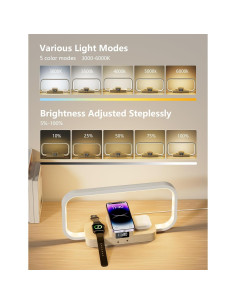 Lámpara de Mesa LED CRLL YD-03 con Cargador Inalámbrico 3 en 1 2