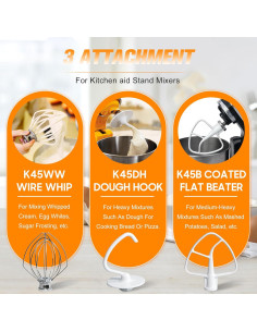 Accesorios de Mezclador Funmit K45WW K45DH K45B Acero Inoxidable 2