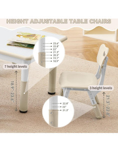 Conjunto de Mesa y Sillas Ajustable GITAWUSA para Niños 3-8 Años 2