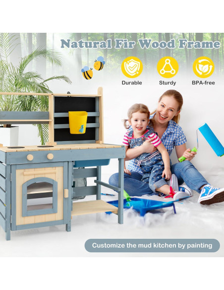 Cocina de Barro HONEY JOY 2 en 1 con Pizarra para Niños