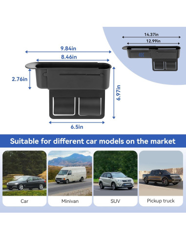 Relleno Espacio entre Asientos de Coche Zioffiel 2 Piezas Negro