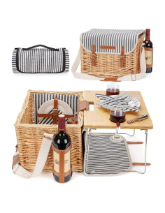 Cesta de Picnic WILLOW WEAVE para 2 con Mesa Desmontable
