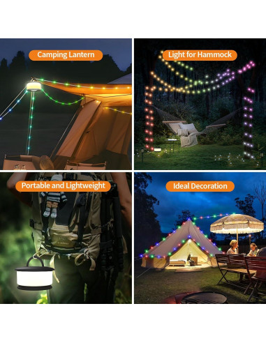 Luces de Camping TOHETO 10m RGB 3 en 1 Recargables