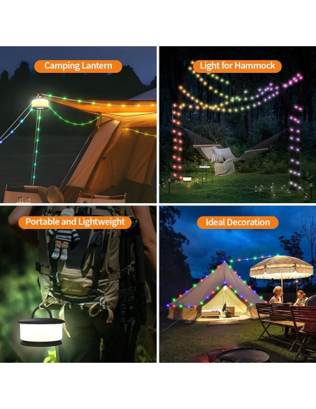 Luces de Camping TOHETO 10m RGB 3 en 1 Recargables
