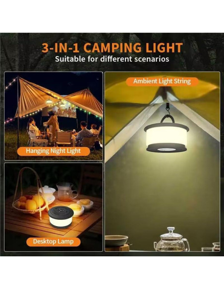 Luces de Camping TOHETO 10m RGB 3 en 1 Recargables