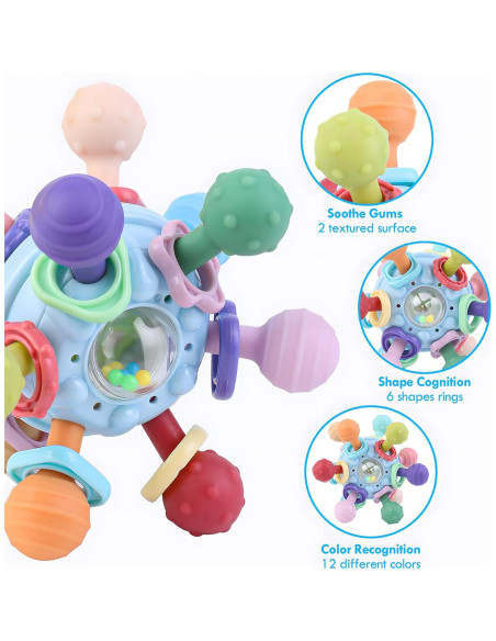 Mordedor Montessori para Bebés Azul - Juguete de Dentición 0-18 Meses Mordedor Montessori para Bebés Azul - Juguete de Dentición 0-18 Meses