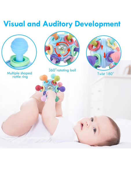 Mordedor Montessori para Bebés Azul - Juguete de Dentición 0-18 Meses Mordedor Montessori para Bebés Azul - Juguete de Dentición 0-18 Meses