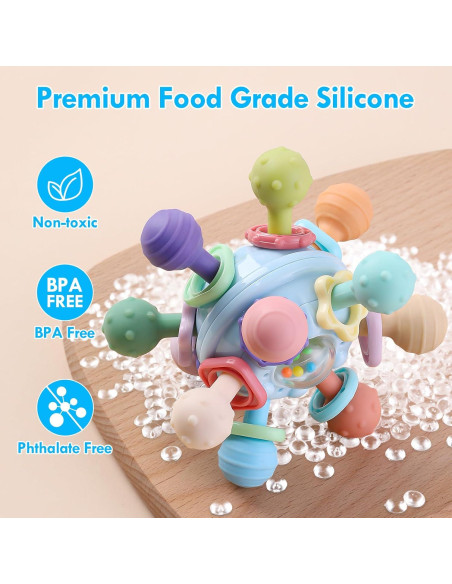 Mordedor Montessori para Bebés Azul - Juguete de Dentición 0-18 Meses Mordedor Montessori para Bebés Azul - Juguete de Dentición 0-18 Meses