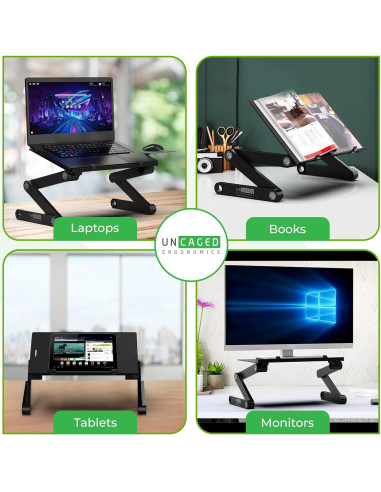 Soporte Ajustable para Laptop Uncaged Ergonomics Negro 48x27cm