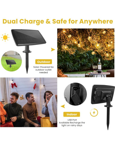 Luces de Cadena Solares Yusist 30+2 Bombillas LED 30m