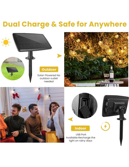 Luces de Cadena Solares Yusist 30+2 Bombillas LED 30m