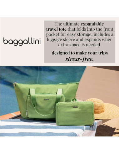 Bolsa Tote Expandible Baggallini Rosa 31.75x55.88 cm Plegable