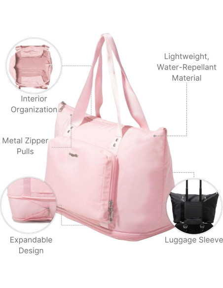 Bolsa Tote Expandible Baggallini Rosa 31.75x55.88 cm Plegable