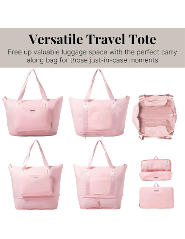 Bolsa Tote Expandible Baggallini Rosa 31.75x55.88 cm Plegable