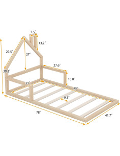 Marco de Cama Twin P PURLOVE con Cabecera en Forma de Casa 2