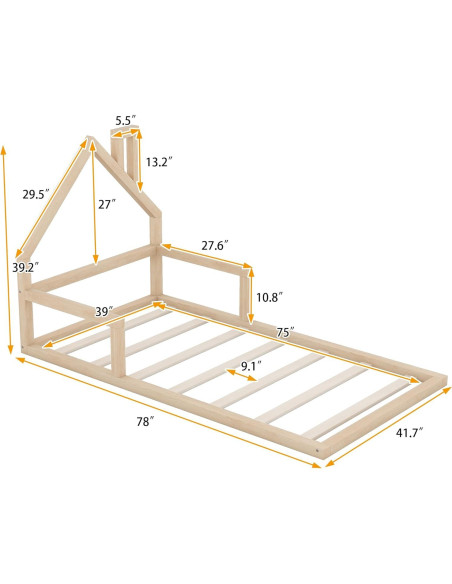 Marco de Cama Twin P PURLOVE con Cabecera en Forma de Casa