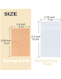 Set de Tarjetas para Pendientes BOOMIBOO - 100 Tarjetas, 200 Respaldo, 100 Bolsas 2