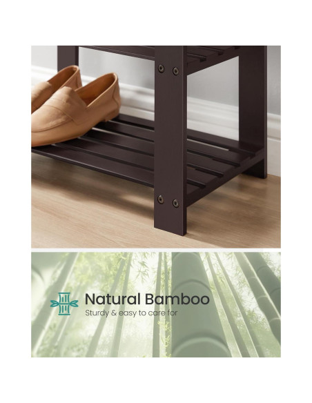 Banco de Zapatos SONGMICS de Bambú 3 Niveles Nogal Gris