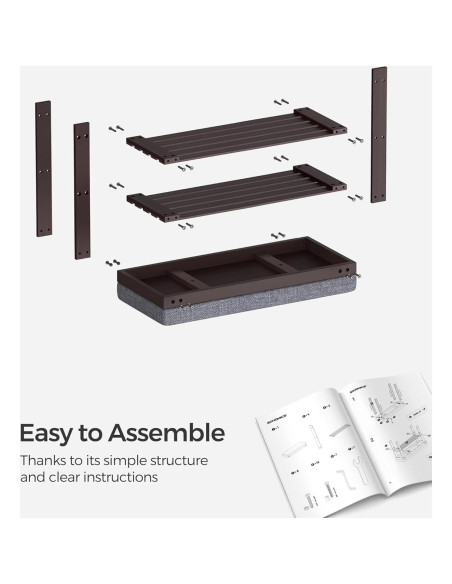 Banco de Zapatos SONGMICS de Bambú 3 Niveles Nogal Gris