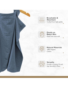Cubierta de Lactancia MOZAH 100% Algodón Orgánico Azul 2