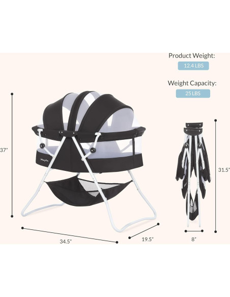 Cuna Karley Dream On Me Negra, Ligera y Espaciosa para Bebés