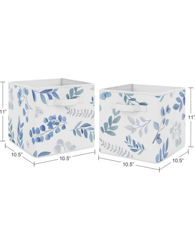 Cajas de Almacenamiento Plegables Sweet Jojo Designs - Set 2 - Floral Botánico Azul