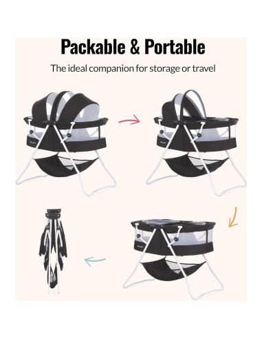 Cuna Karley Dream On Me Negra, Ligera y Espaciosa para Bebés