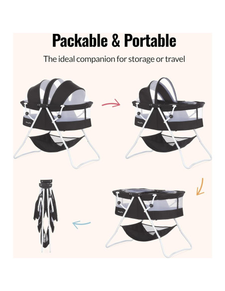 Cuna Karley Dream On Me Negra, Ligera y Espaciosa para Bebés