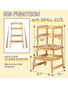 Escalera de Cocina Montessori Peekabu para Niños 46x46x83.5cm 2
