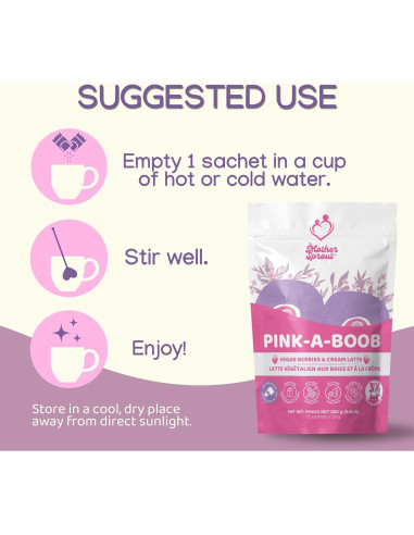 Mezcla Vegana para Lactancia Mother Sprout 12 Sobres Sabor Berries & Cream Latte