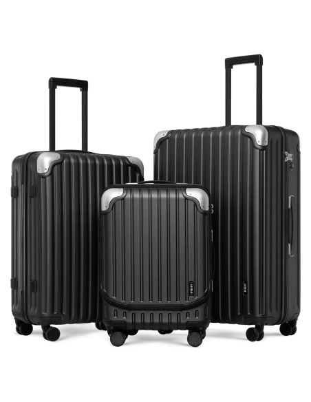 Conjunto de Equipaje LEVEL8 Grace 3 Piezas Negro 20/24/28 Pulgadas