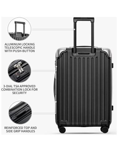 Conjunto de Equipaje LEVEL8 Grace 3 Piezas Negro 20/24/28 Pulgadas