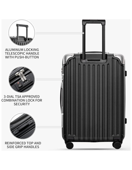 Conjunto de Equipaje LEVEL8 Grace 3 Piezas Negro 20/24/28 Pulgadas