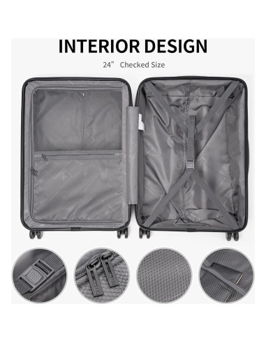 Conjunto de Equipaje LEVEL8 Grace 3 Piezas Negro 20/24/28 Pulgadas